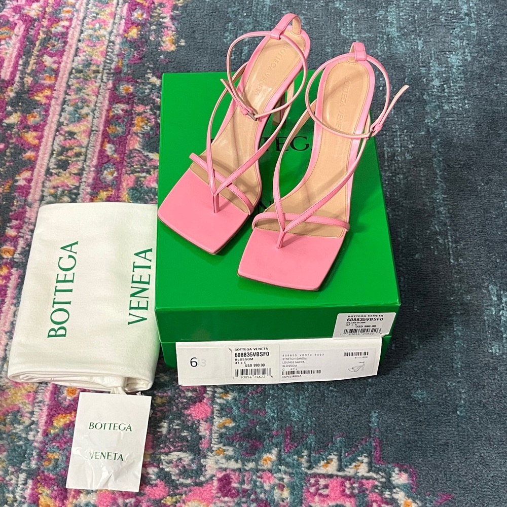 Bottega Veneta Blossom Pink Strappy Heels 37.5